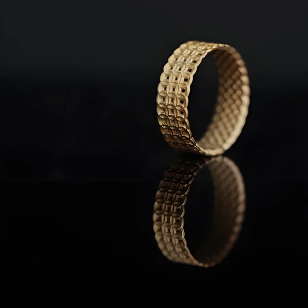 Money Treasure Pattern 18K Gold Ring Custom Design