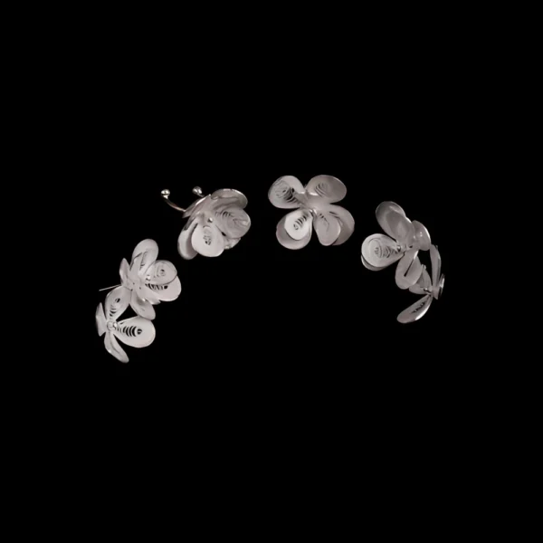 925 silver flower earrings, minimalist jewelry, blooming flower design, spring awakening collection