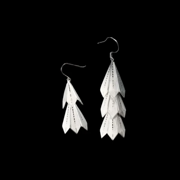 Triangular Energy Paper Plane Earrings in Silver